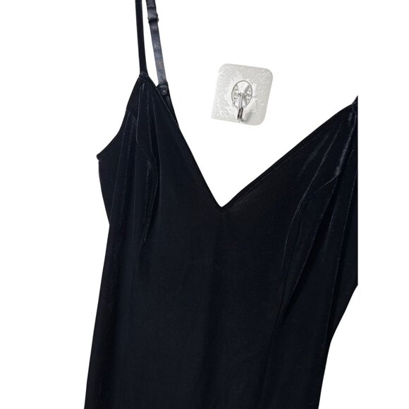 Vintage Y2k Victoria Secret Small Black Velveteen V Neck High Slit Maxi Dress - Picture 3 of 5